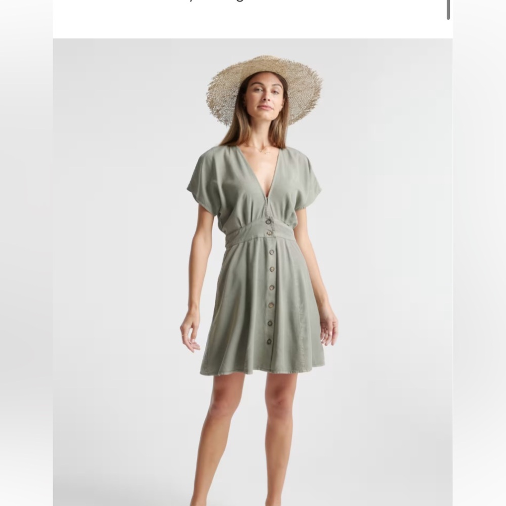 Vintage wash tencel button front dress